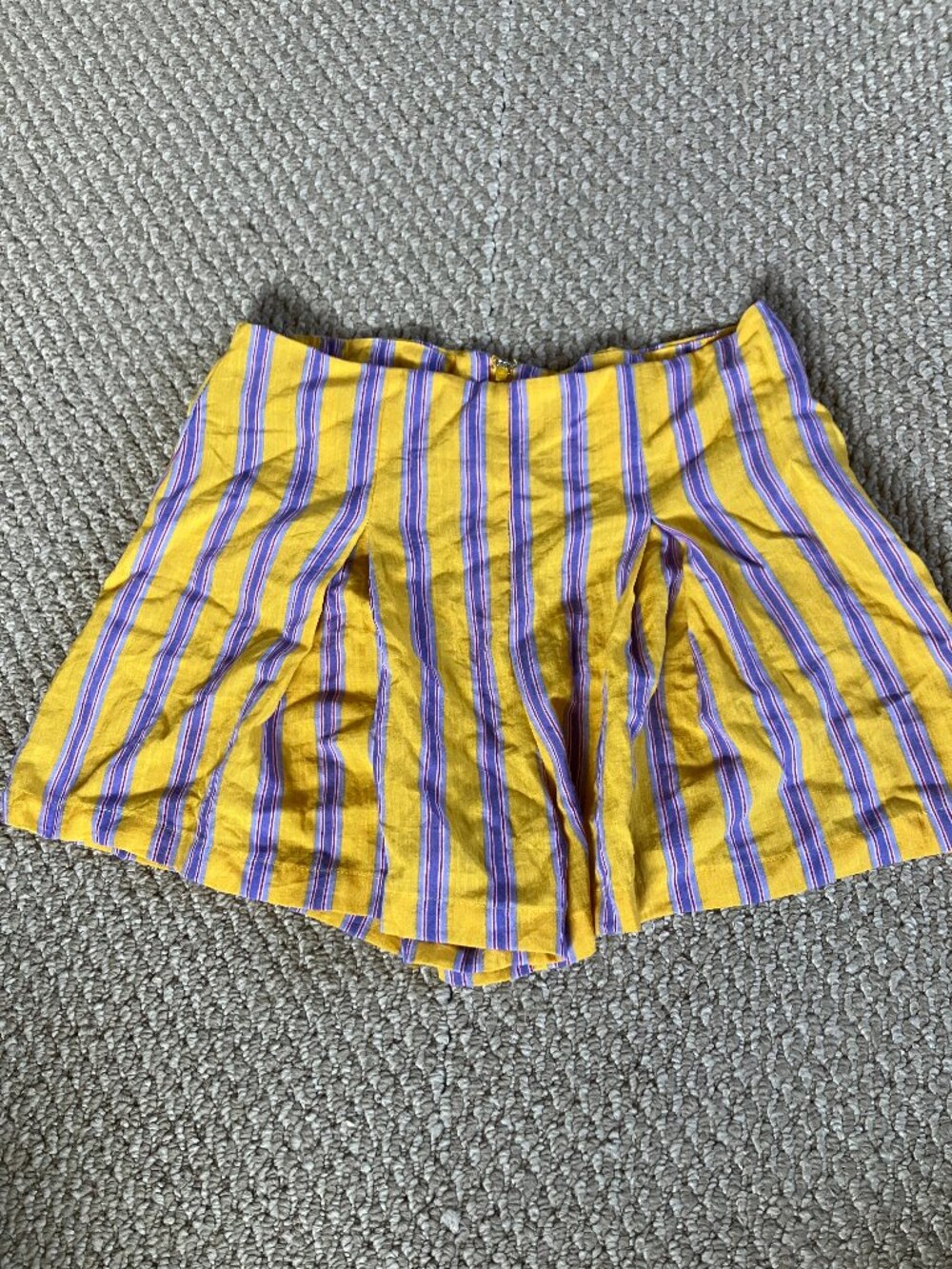 Fashion Nova Yellow Purple Pleated Stripe Shorts Medium READ